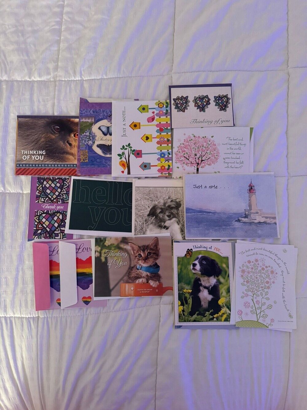 Lot of 14 Greeting Cards Thinking of You Hello Thank You